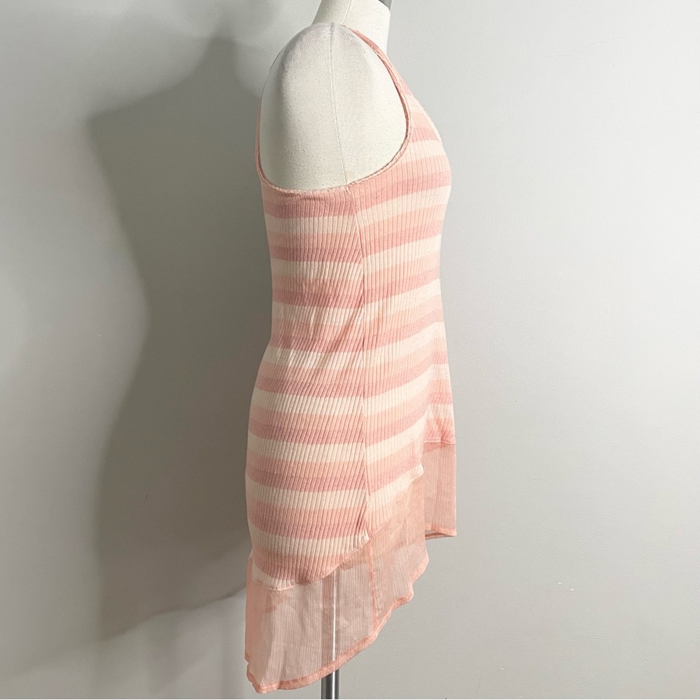 FREE PEOPLE Striped Ribbed Racerback Tunic Tank Top Mini Dress - Picture 2 of 8